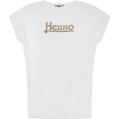 T-Shirt mit kurzen Ärmeln und verziertem Logo - Herno - Modalova