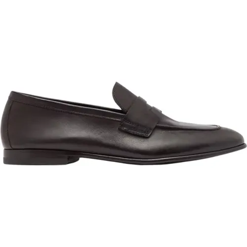 Braune Kalbsleder Penny Loafers , Herren, Größe: 44 EU - Scarosso - Modalova