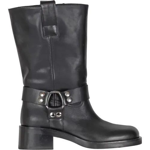 Mid-Calf Leather Boots with Studs and Metal Details , female, Sizes: 5 1/2 UK, 4 UK, 7 UK, 3 UK - Strategia - Modalova