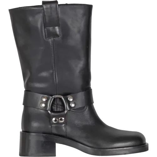 Mid-Calf Leather Boots with Studs and Metal Details , female, Sizes: 5 UK, 5 1/2 UK, 4 UK, 7 UK, 3 UK, 4 1/2 UK - Strategia - Modalova