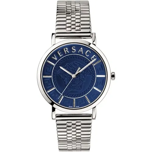 Essential Blau Edelstahl Uhr - Versace - Modalova