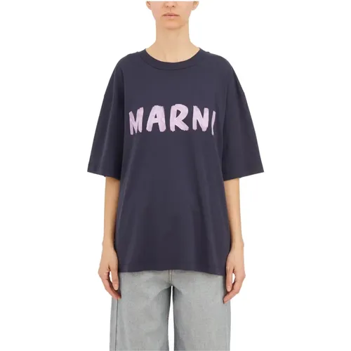 Baumwoll Logo T-Shirt , Damen, Größe: XS - Marni - Modalova