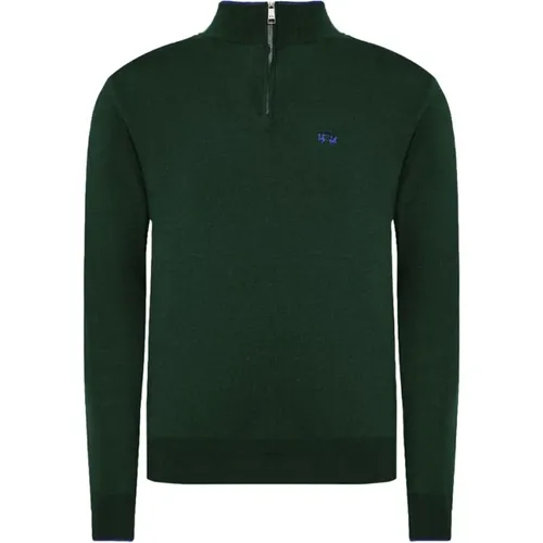 Grüner Acryl-Halb-Zip-Pullover mit Logo - LA MARTINA - Modalova