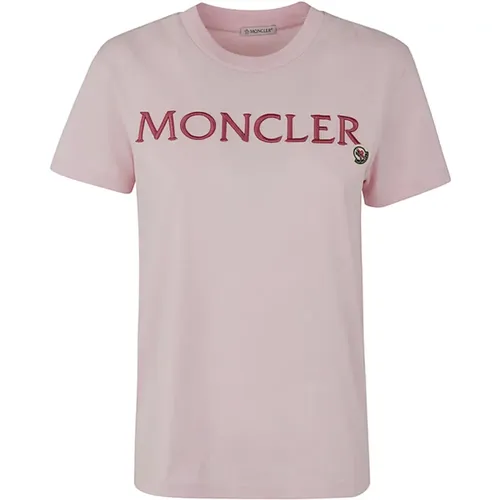 Rosa Logo T-Shirt Moncler - Moncler - Modalova