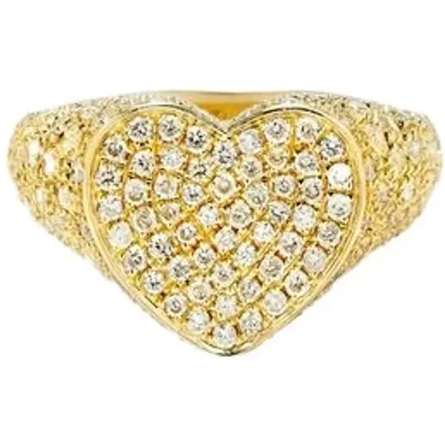 Herz Siegelring Wellenring mit Diamanten in Gelbgold - Yvonne Leon - Modalova
