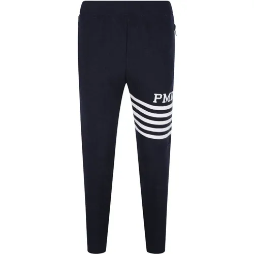 Dunkelblaue Woll-Sweatpants mit Taschen - PMDS - Modalova