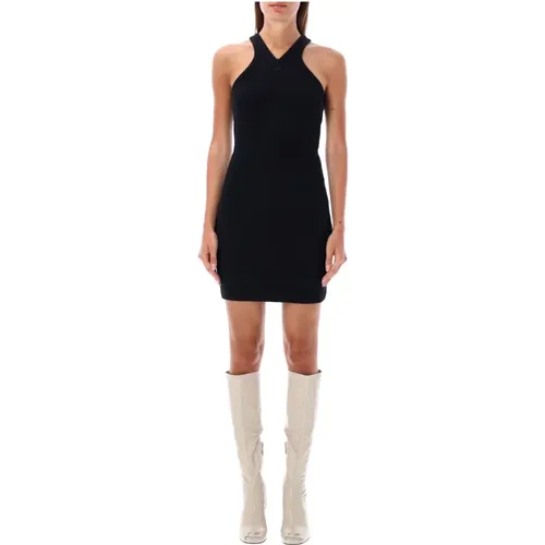 Schwarzes Geripptes Halter Mini Kleid , Damen, Größe: S - Courrèges - Modalova