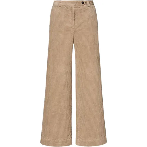 Corduroy Wide-Leg Trousers with Pockets - Massimo Alba - Modalova