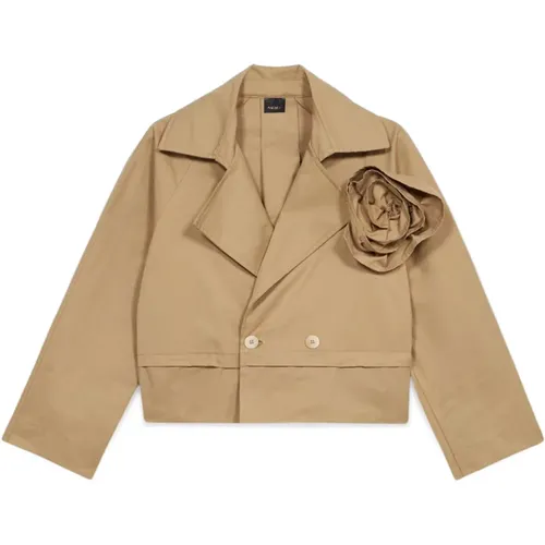 Boxy Trenchcoat mit Blume , Damen, Größe: M - Oltre - Modalova