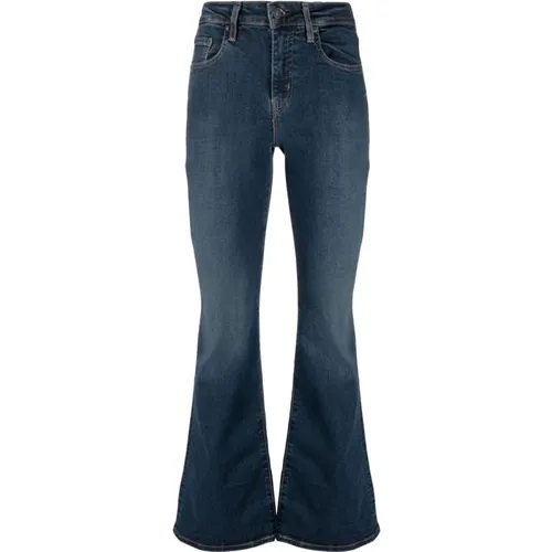 Levi's , Slim High-Waisted Jeans with Flared Leg , female, Sizes: W31 L32, W28 L30, W30 L32, W32 L32, W29 L30 - Levis - Modalova