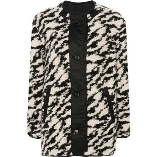 Zebra Print Wool Blend Coat , female, Sizes: XS - Isabel Marant Étoile - Modalova