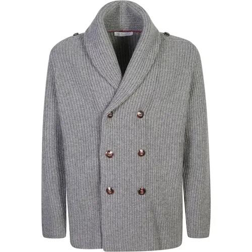 Luxurious Grey Knitwear Aw24 , male, Sizes: XL - BRUNELLO CUCINELLI - Modalova