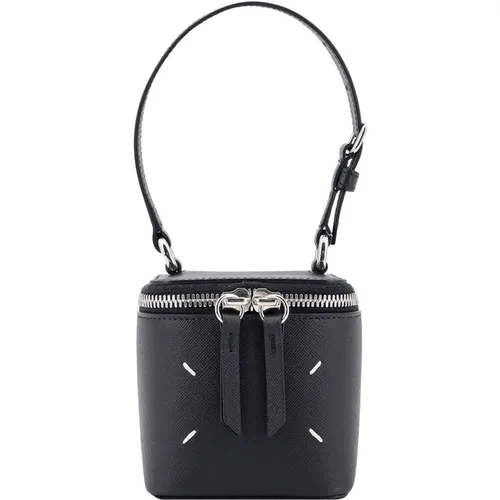 Schwarze Lederhandtasche mit Reißverschluss - Maison Margiela - Modalova