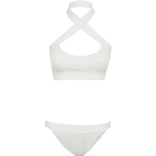 Off , Kokosmilch Logo Band Kreuz Bikini , Damen, Größe: 2XS - Off White - Modalova