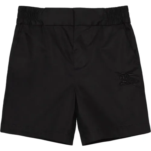 Schwarze Chino-Shorts mit Logo-Stickerei - Burberry - Modalova