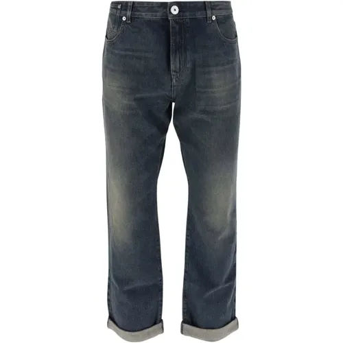 Denim Jeans mit Aufschlägen, Hergestellt in Italien - Balmain - Modalova