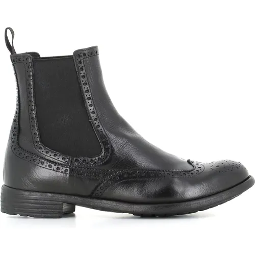 Schwarze Leder Brogue Chelsea Schuhe - Officine Creative - Modalova