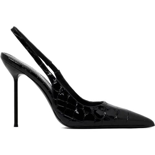 Croc-Effect Slingback Heels , female, Sizes: 7 UK, 6 UK, 5 UK, 4 UK - Paris Texas - Modalova