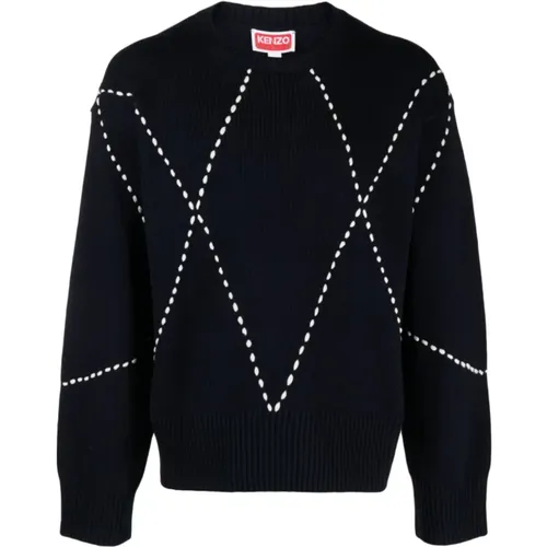 Navy Sashiko Stitch Jumper Kenzo - Kenzo - Modalova