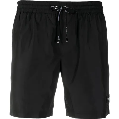 Strandfertige Badehose mit Logo-Patch , Herren, Größe: 2XL - Dolce & Gabbana - Modalova