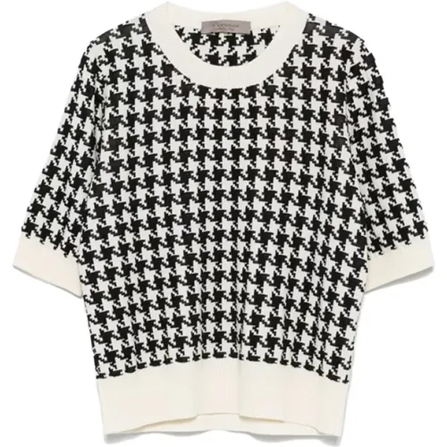 Pixelated Houndstooth Wollmischung Top , Damen, Größe: L - D.Exterior - Modalova