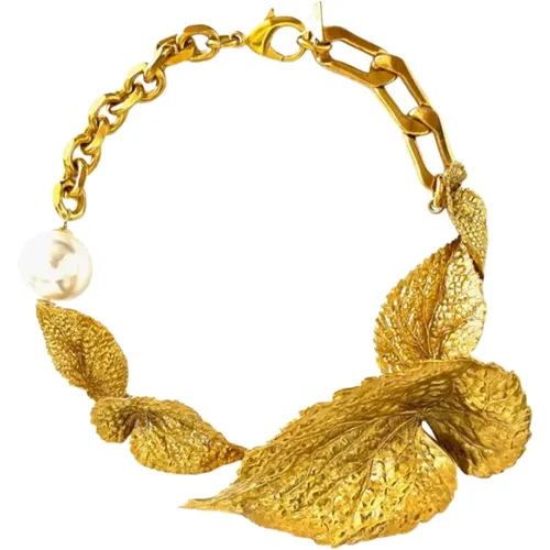 Gold Plated Flower Necklace , female, Sizes: ONE SIZE - Perrine Taverniti - Modalova