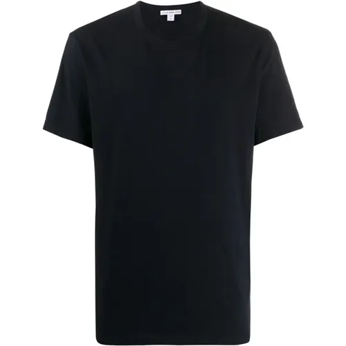 Nachtblaues Baumwoll-Jersey T-Shirt mit Monogramm-Etikett,T-Shirt - James Perse - Modalova