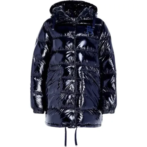 Shiny Quilted Hooded Jacket , female, Sizes: S, L, M - Tommy Hilfiger - Modalova