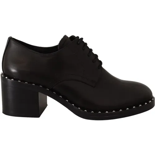 Schwarze Lederstollen Blockabsatz Oxford Schuhe - Ash - Modalova