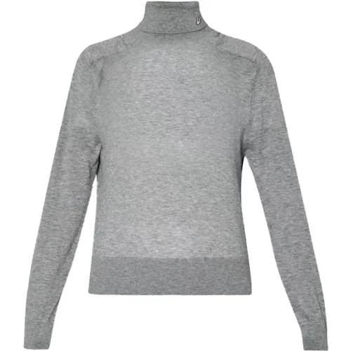 Grauer Baumwoll-Kaschmir-Rollkragenpullover - Liu Jo - Modalova