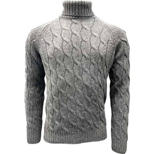 Winter Grey Cable Knit Turtleneck Sweater , male, Sizes: L, M - Gran Sasso - Modalova