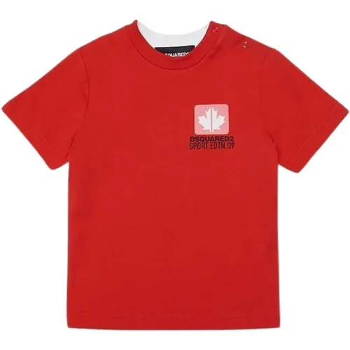 Bicolore T-Shirt mit Kurzen Ärmeln und Kleeblatt-Druck - Dsquared2 - Modalova