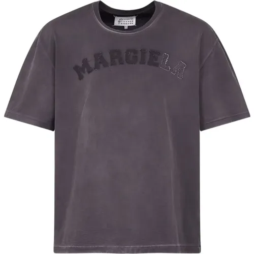 Graue Logo T-shirts und Polos , Damen, Größe: M - Maison Margiela - Modalova