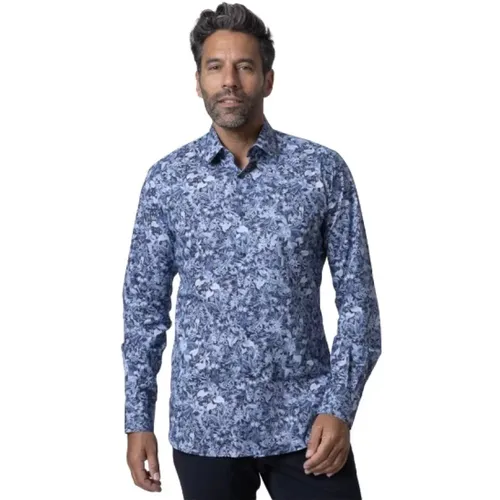 Blaues Hemd mit Blumenmuster , Herren, Größe: 2XL - Karl Lagerfeld - Modalova