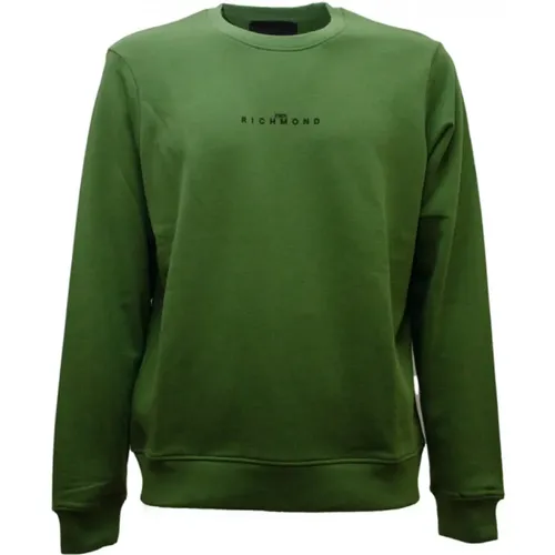 Grüner Baumwollmisch-Sweatshirt mit Logodetail , Herren, Größe: L - John Richmond - Modalova
