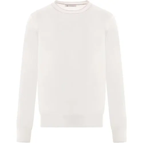 Cotton Sweater with Grey Details , male, Sizes: L - BRUNELLO CUCINELLI - Modalova