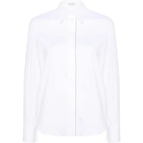 Cotton Shirt with Front Closure , female, Sizes: XL, S, L - BRUNELLO CUCINELLI - Modalova