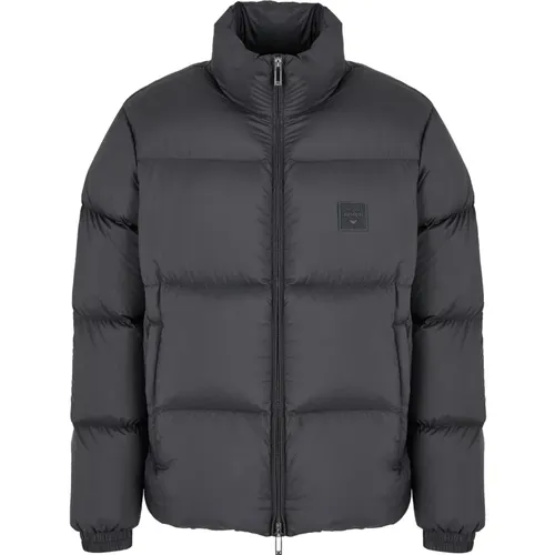 Schwarzer Gesteppter Daunen Puffermantel , Herren, Größe: XL - Emporio Armani - Modalova