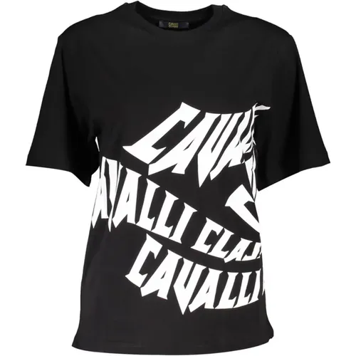 Stylisches Logo Print T-Shirt , Damen, Größe: S - Cavalli Class - Modalova