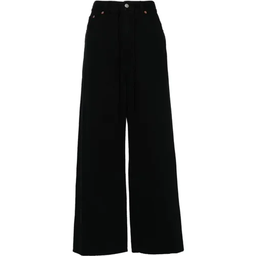 Schwarze Denim Wide Leg Jeans , Damen, Größe: W27 - MM6 Maison Margiela - Modalova