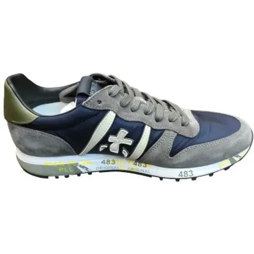 Navy Nylon Sneakers with Khaki Spoiler , male, Sizes: 11 UK, 10 UK, 9 UK, 7 UK, 8 UK - Premiata - Modalova