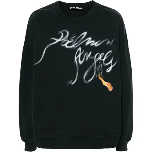 Logo Print Crew Neck Sweater , male, Sizes: M - Palm Angels - Modalova