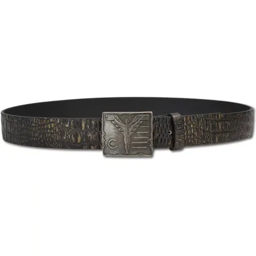 Genuine Leather Belt with Crocodile Embossing Cela , male, Sizes: 95 CM, 105 CM, 90 CM, 115 CM, 110 CM, 100 CM - carlo colucci - Modalova