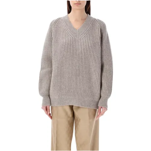 Grey V Neck Knitwear , female, Sizes: XS - Gucci - Modalova