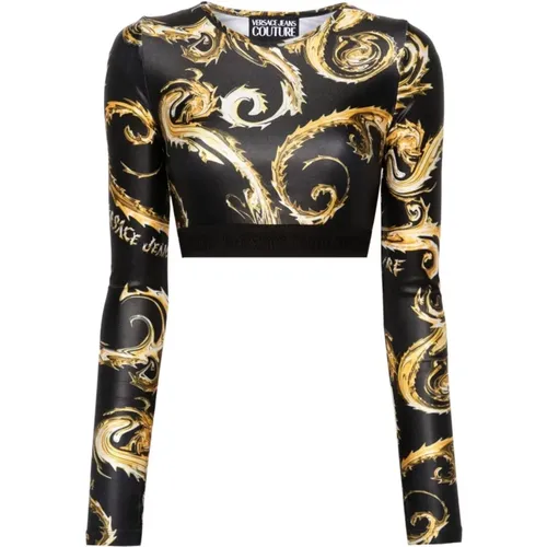 Black Long Sleeve Top Women's Fashion , female, Sizes: S, 3XS, 2XS, M, XS - Versace Jeans Couture - Modalova