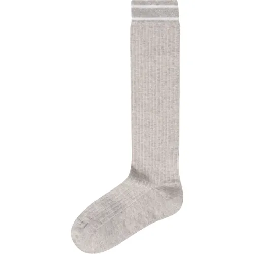Lurex Socken - Regular Fit - Grau , Damen, Größe: XS - BRUNELLO CUCINELLI - Modalova
