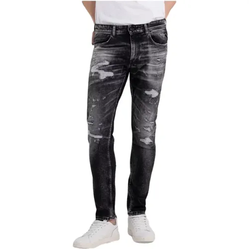 Stylische Broken Edge Slim-Fit Jeans , Herren, Größe: W33 L32 - Replay - Modalova