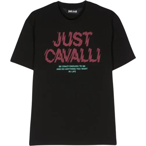 Schwarze T-Shirts & Polos für Männer , Herren, Größe: M - Just Cavalli - Modalova
