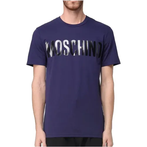 Logo-Print Baumwoll-T-Shirt Regular Fit , Herren, Größe: L - Moschino - Modalova