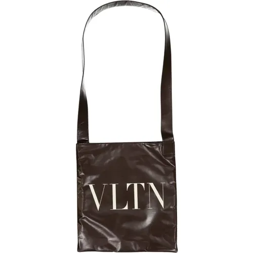 Leder Tote Tasche mit Bedrucktem Logo - Valentino Garavani - Modalova